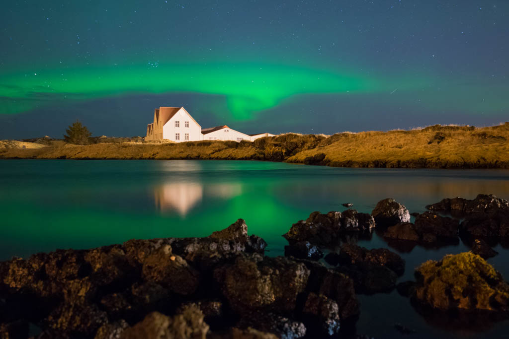 Northern Lights at Straumur, an old farm close to Reykjavík