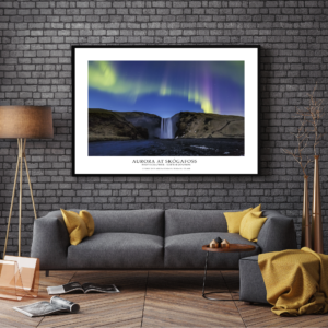 Poster Skogafoss Iceland Northern Lights