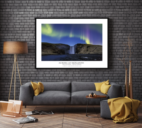 Poster Skogafoss Iceland Northern Lights