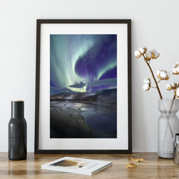 Northern Lights over Krísuvík Hot Springs - Premium Print 20*30 cm
