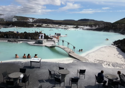 Overview of the Blue Lagoon terrace and warm bath
