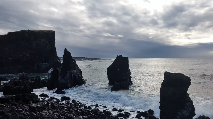 Rock formation on a beach in Reykjanes Peninsula