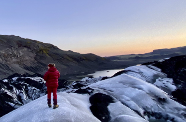 A girl hiking on sólheimar glacier