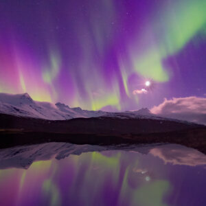 Pink aurora at East Iceland