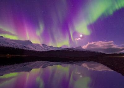 Pink aurora at East Iceland