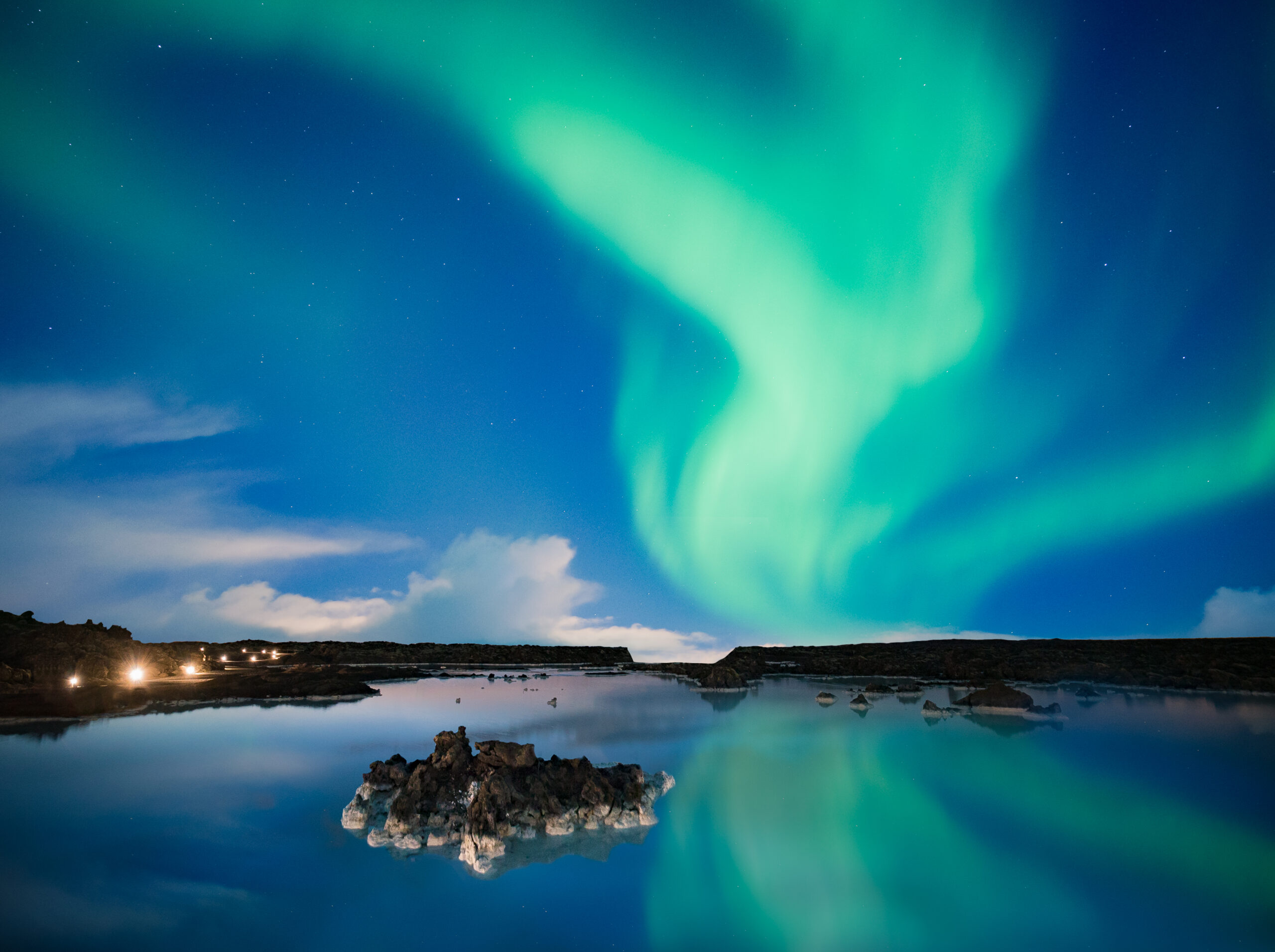 Northern Lights over Blue Lagoon, Iceland