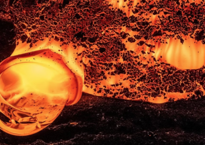 Close-up of beautiful glowing lava formation at lava show