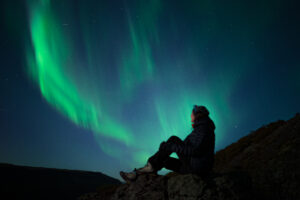 A person Northern Lights watching and Stargazing