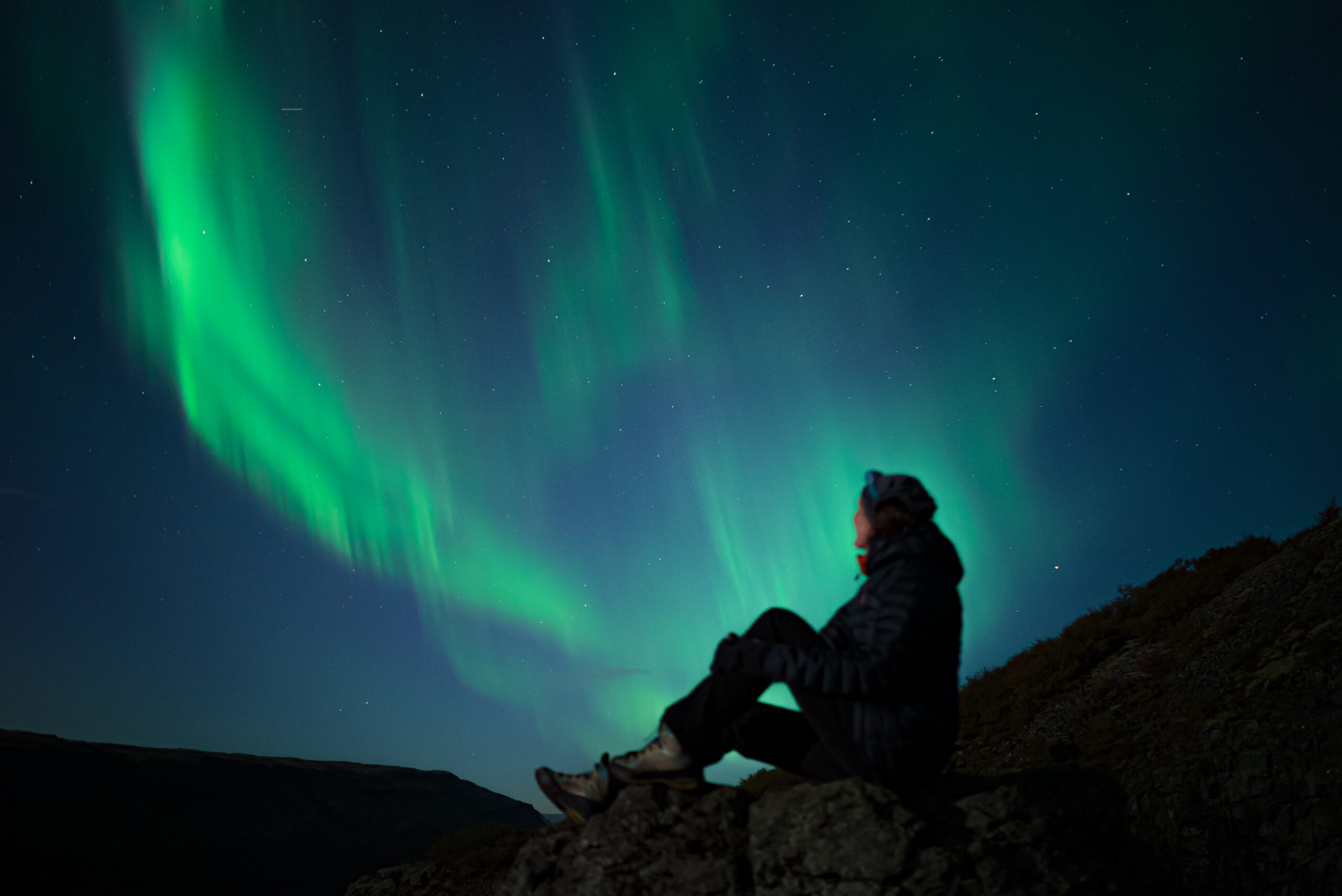 A person Northern Lights watching and Stargazing