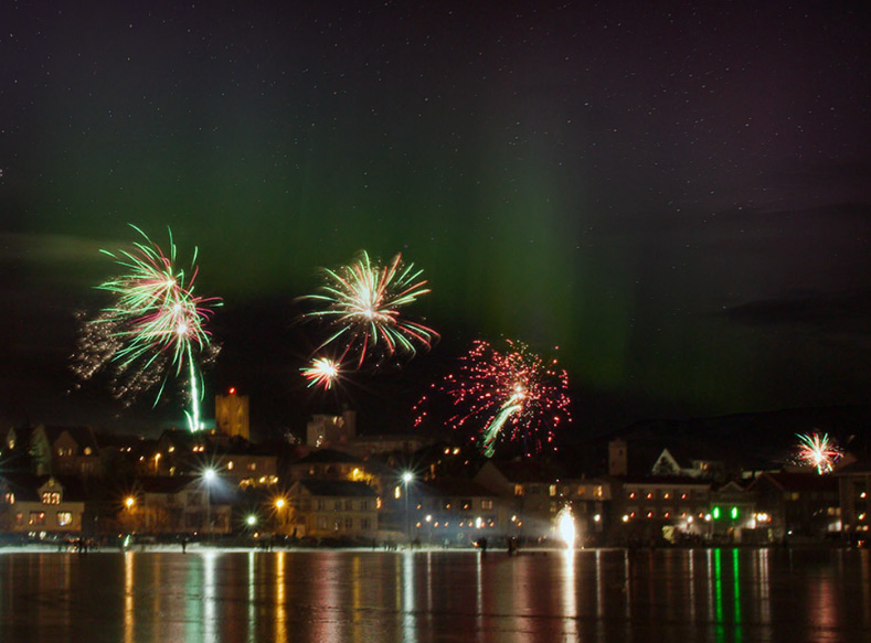 NORTHERN LIGHTS AND FIREWORKS