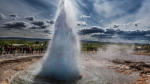 Strokkur erupting at Geysir