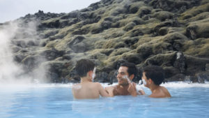 Family relaxing at the Blue Lagoon