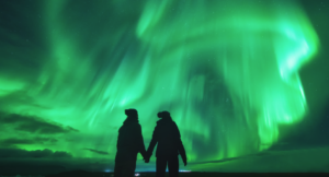 Couple watching the northern lights