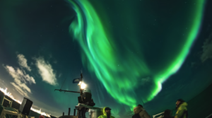 Northern lights seen from the boat