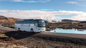 Tour bus at the Blue Lagoon