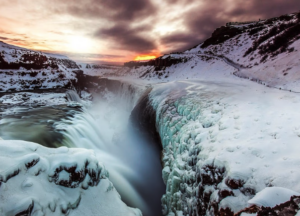 Winter at Gullfoss waterfall