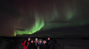 Group and northern lights