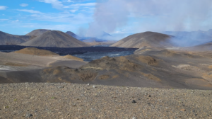 View over the new black lava field