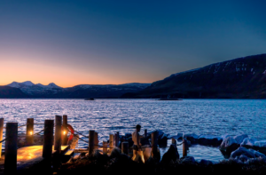 Sunset at Hvammsvík