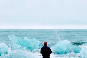 Visitor contemplating Diamond beach